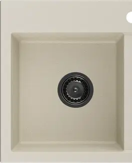 Sifony k pračkám MEXEN/S Hektor granitový dřez 2-bowl 800 x 480 mm, béžová, černý sifon 6521802000-69-B