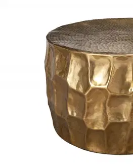 Designové a luxusní konferenční stolky Estila Orientální zlatý konferenční stolek Siliguri v zaobleném tvaru 68cm