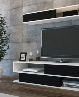 Obývací stěny a sestavy nábytku Obývací stěna SIMS bílá, černá