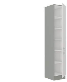Kuchyňské linky HARLOW, skříňka vysoká 40 DK-210 2F šedá / bílý lesk