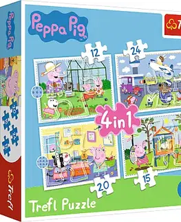 Hračky puzzle TREFL - Puzzle 4v1 - Vzpomínka na prázdniny / Peppa Pig