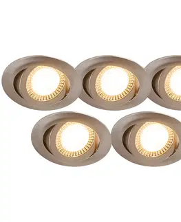 Podhledove svetlo Sada 5 ks moderních ocelových vestavných bodových svítidel včetně LED 3-stupňově stmívatelné - Mio