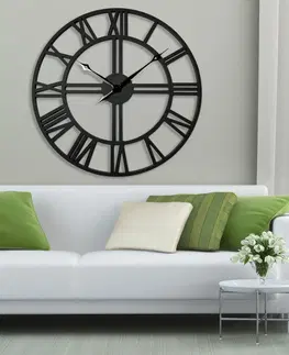 Nástěnné hodiny Černé hodiny na stěnu ze dřeva LOFT GRANDE 80cm