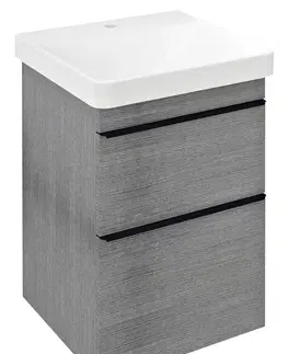 Koupelnový nábytek SAPHO SITIA umyvadlová skříňka 46,4x70x44,2cm, 2xzásuvka, dub stříbrný SI050-1111