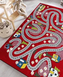 Dětské koberce Smyslový dětský koberec červený Šírka: 100 cm | Dĺžka: 150 cm