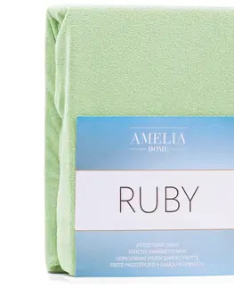 Prostěradla Froté prostěradlo s gumou AmeliaHome Ruby světle zelené, velikost 180-200x200