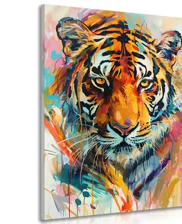 Obrazy lvi a tygři Obraz tygr s imitací malby