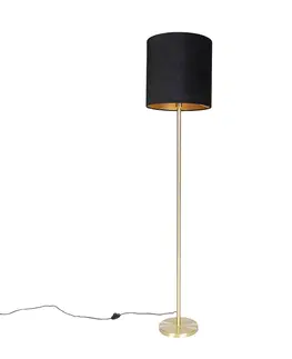 Stojaci lampy Klasická stojací lampa mosaz s černým odstínem 40 cm - Simplo