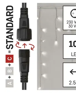 Rampouchy a krápníky EMOS Standard LED spojovací řetěz blikající – rampouchy, 2,5 m, venkovní, studená bílá D1CC02