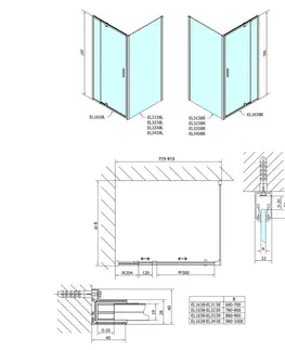 Sprchové kouty POLYSAN EASY LINE obdélník/čtverec sprchový kout pivot dveře 800-900x900 L/P varianta, sklo Brick EL1638EL3338