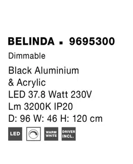 Designová závěsná svítidla NOVA LUCE závěsné svítidlo BELINDA černý hliník a akryl LED 41W 230V 3200K IP20 stmívatelné 9695300