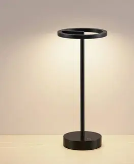 Venkovní osvětlení terasy Lucande Nabíjecí stolní lampa Lucande LED Halona, černá, hliník, USB, IP54