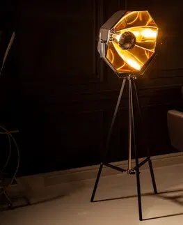 Designové a luxusní stojící lampy Estila Industriální designová stojatá lampa Taller s tělem černé barvy 160cm