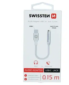 Elektronika SWISSTEN Redukce USB-C JACK 3,5 mm, 15 cm, stříbrná