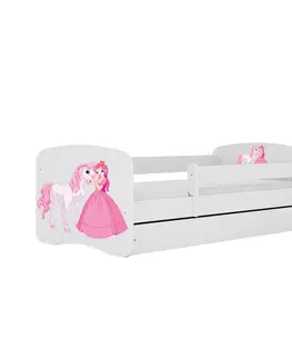 Dětské postýlky Kocot kids Dětská postel Babydreams princezna a poník bílá, varianta 80x160, se šuplíky, bez matrace