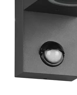 Venkovní nástěnná svítidla s čidlem pohybu Trio Lighting Venkovní Roya 2 zdroje senzor, hranaté antracit