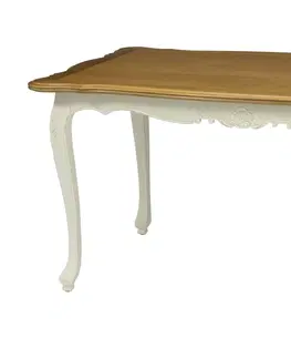 Designové a luxusní jídelní stoly Estila Provence jídelní stůl Preciosa v krémově bílé barvě s hnedou vrchní deskou a nožičkami 160cm
