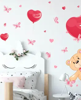 Samolepky na zeď Samolepky do dětského pokoje - Medvídek s balónky