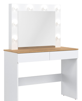 Postele Toaletní stolek BORROMEO s osvětlením, bíla/dub evoke