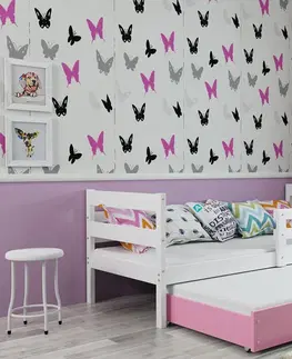 Postele BMS Dětská postel s přistýlkou ERYK 2 | bílá Barva: bílá / růžová, Rozměr: 200 x 90 cm