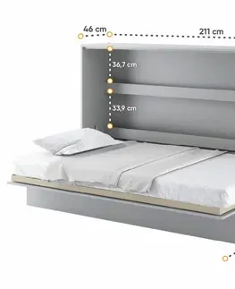 bez úložného prostoru Široká sklápěcí postel ve skříni MONTERASSO, 120x200, šedá