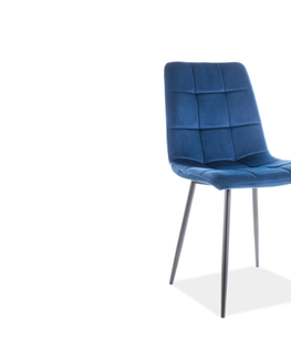 Jídelní sety Jídelní židle MILA VELVET černá Signal Modrá