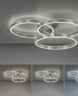 LED stropní svítidla PAUL NEUHAUS LED stropní svítidlo stříbrná barva, kruhové, stmívatelné, CCT, paměťová funkce 2700-5000K