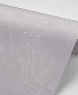Samolepící tapety Samolepící tapeta kreslená lilie v šedém provedení