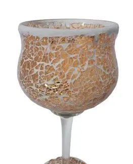 Svícny Champagne skleněný svícen na noze Mosaik - Ø 11*25 cm Ostatní 84817