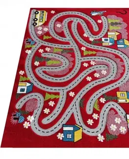 Dětské koberce Smyslový dětský koberec červený Šířka: 150 cm | Délka: 200 cm