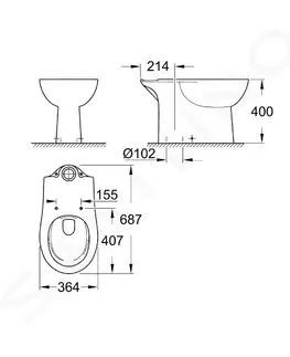 Záchody GROHE Bau Ceramic WC kombi mísa, Rimless, alpská bílá 39429000