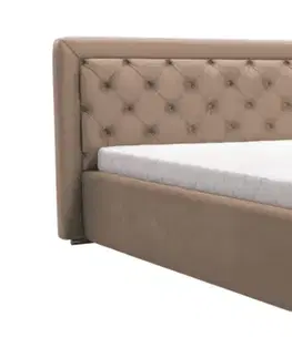 Postele ArtIdz Čalouněná manželská postel DANIELLE | hnědá 160 x 200 cm Typ: Výklopný rošt