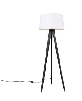 Stojaci lampy Stativ černý s lněným odstínem bílý 45 cm - Stativ Classic