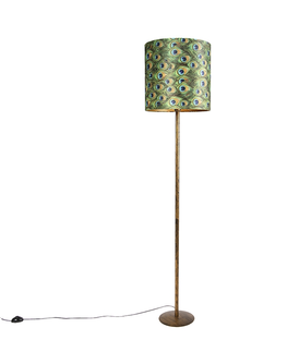 Stojaci lampy Vintage stojací lampa zlatá s pávím odstínem 40 cm - Simplo
