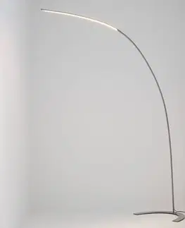 Stojací lampy Lindby Stojací LED lampa Danua, stříbrná, klenutá