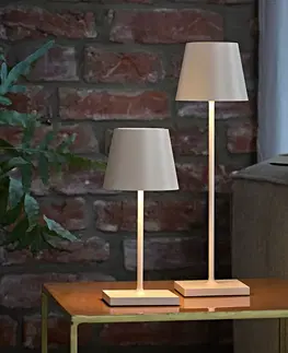 Venkovní osvětlení terasy Sigor Nuindie mini LED dobíjecí stolní lampa, kulatá, USB-C, dune beige