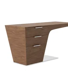 Stylové a luxusní pracovní a psací stoly Estila Moderní kancelářský stůl Vita Naturale se třemi šuplíky hnědý 150cm