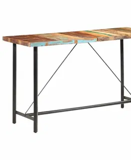 Barové stolky Barový stůl masivní dřevo / ocel Dekorhome Recyklované dřevo