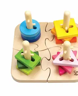 Dřevěné hračky Hape Kreativní dřevěné puzzle, 19,7 x 11,6 x 19,7 cm