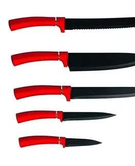 Kuchyňské nože Kitchisimo Sada nožů s nepřilnavým povrchem, 5 ks, červená