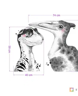 Samolepky na zeď Samolepky na zeď dětské - Velociraptor a pterodaktyl