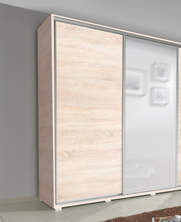 Šatní skříně Kasvo SILVER skříň šatní 255cm bílá/zrcadlo