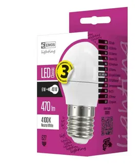 LED žárovky EMOS Lighting EMOS LED žárovka Classic Mini Globe 6W E27 neutrální bílá 1525733407