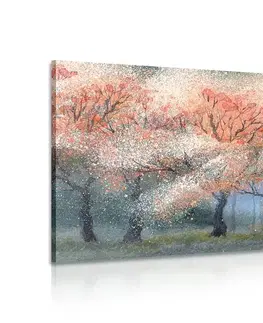Obrazy přírody a krajiny Obraz akvarelové kvetoucí stromy