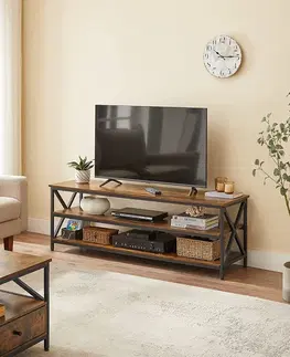 Televizní stolky Televizní stolek v industriálním stylu hnědý černý