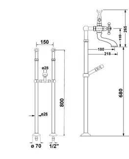 Koupelna SAPHO ANTEA připojení pro instalaci vanové baterie do podlahy (pár), chrom 9841