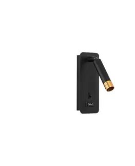 Svítidla  Nástěnné bodové svítidlo s USB nabíječkou 1xG9/35W/230V černá/zlatá 