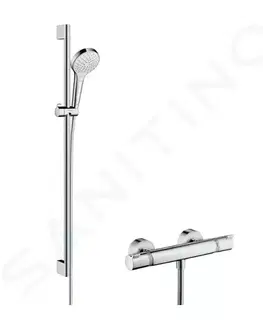Sprchy a sprchové panely HANSGROHE Croma Select S Sprchový set Vario s termostatem, 3 proudy, sprchová tyč 900 mm, bílá/chrom 27014400