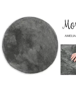 Koupelnové předložky Kulatý koberec AmeliaHome Morko tmavě šedý, velikost d80