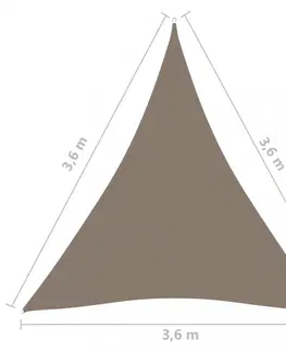 Stínící textilie Plachta proti slunci oxfordská látka trojúhelník 3,6 x 3,6 x 3,6 m Dekorhome Béžová